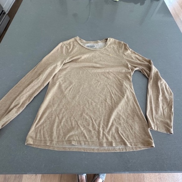 Women's' Nike XL Tan Long Sleeve T-shirt Cotton Excellent Condition - Picture 1 of 5